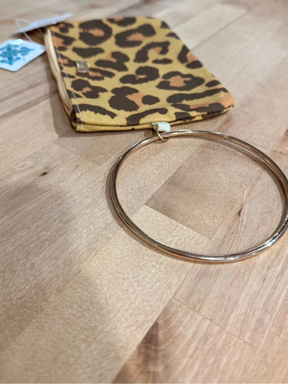 Jane Marie Leopard Print Key & Card Wristlet in Yellow and Brown